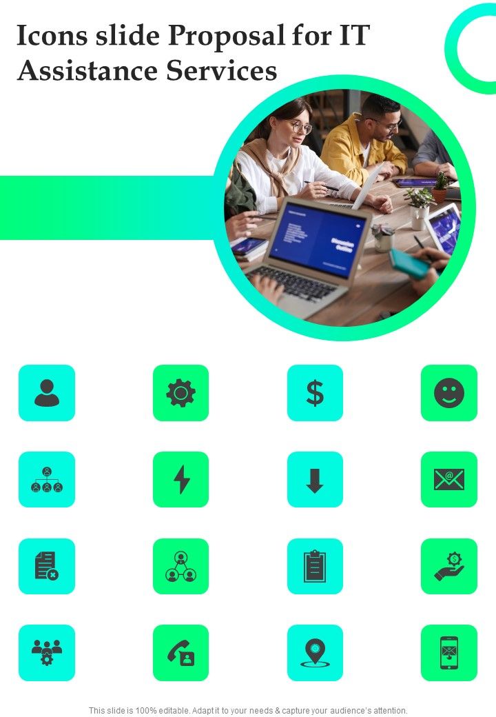 Icons Slide Proposal For IT Assistance Services One Pager Sample Example Document Slide01