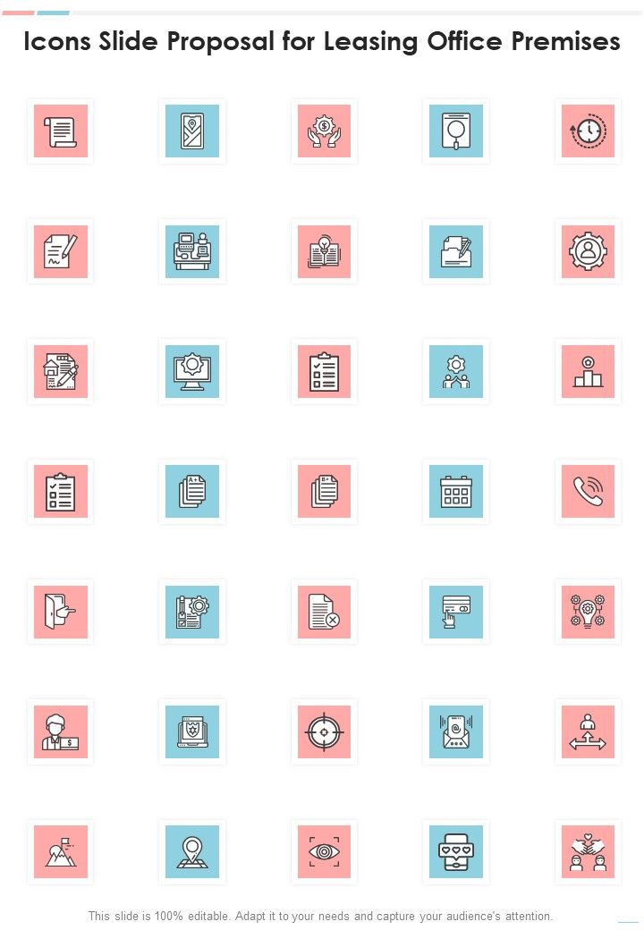 Icons Slide Proposal For Leasing Office Premises One Pager Sample Example Document Slide01