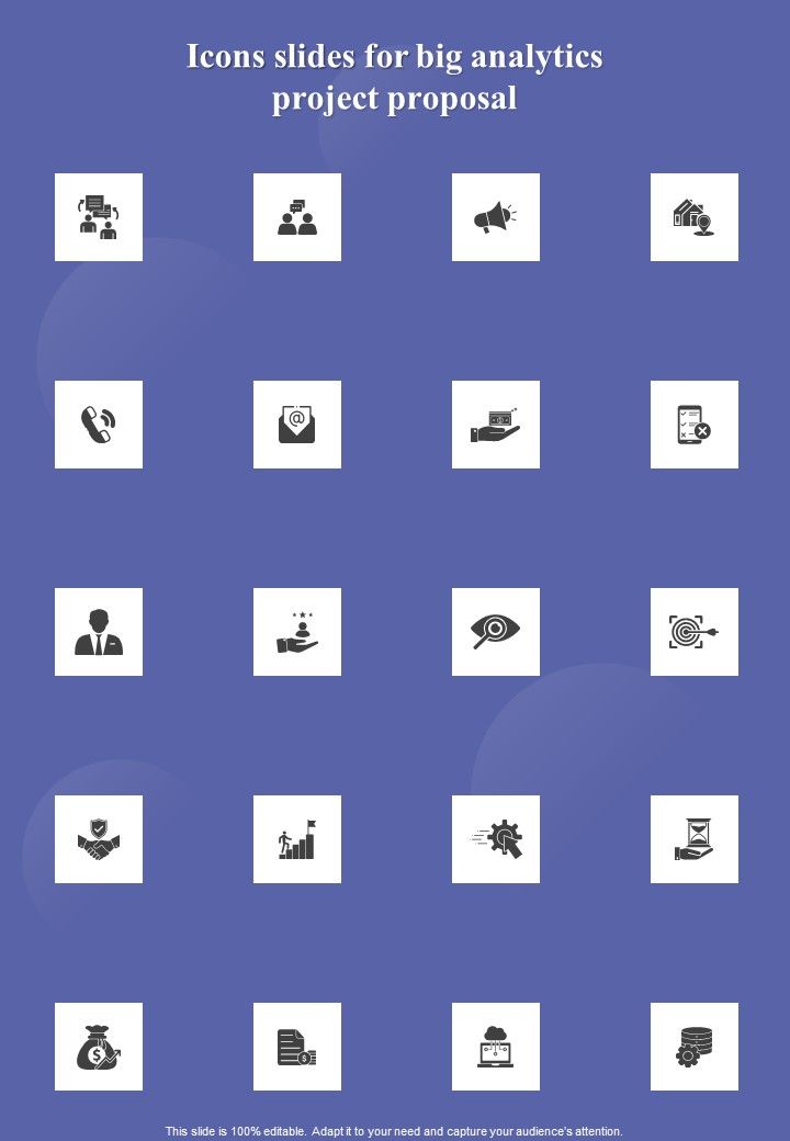 Icons Slides For Big Analytics Project Proposal One Pager Sample Example Document Slide01