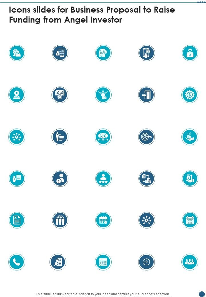 Icons Slides For Business Proposal To Raise Funding From Angel Investor One Pager Sample Example Document Slide01