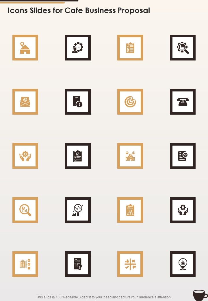 Icons Slides For Cafe Business Proposal One Pager Sample Example Document Slide01