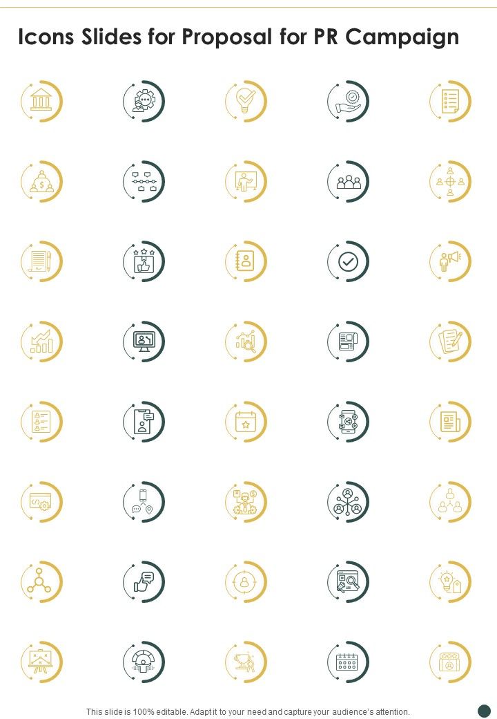 Icons Slides For Proposal For PR Campaign One Pager Sample Example Document Slide01