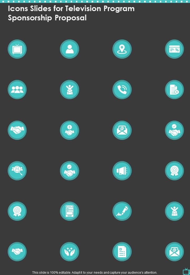 Icons Slides For Television Program Sponsorship Proposal One Pager Sample Example Document Slide01