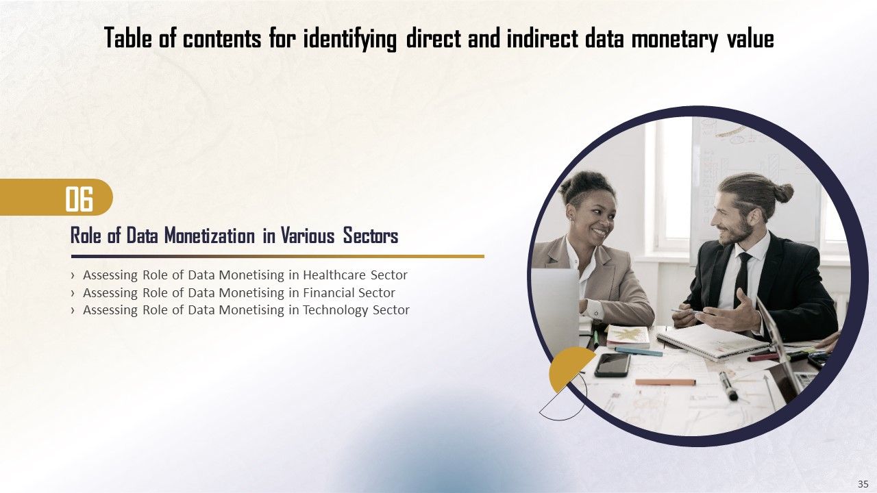 Identifying Direct And Indirect Data Monetary Value Ppt PowerPoint Presentation Complete Deck With Slides Slide35