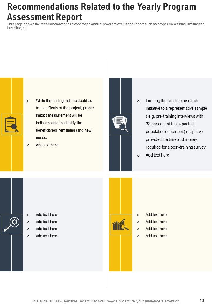 Illustration Of Yearly Program Assessment Report One Pager Documents Slide16