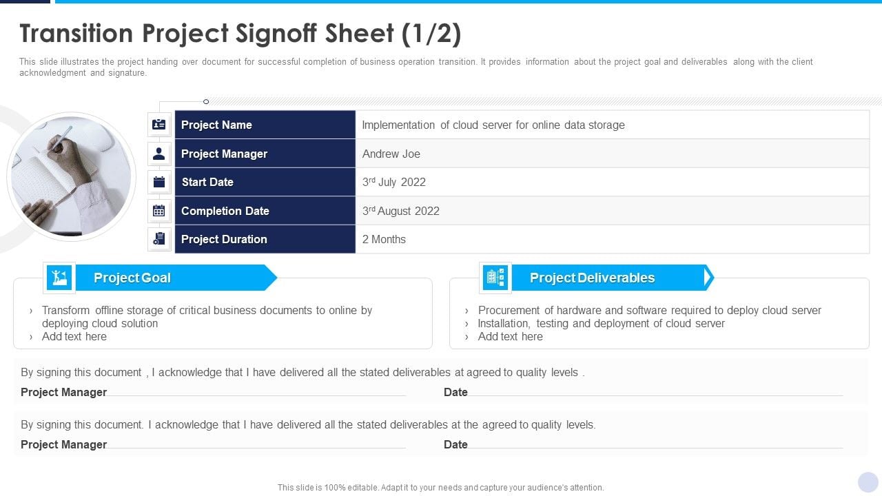 Implementation Strategy For Project Solution Transition Project Signoff