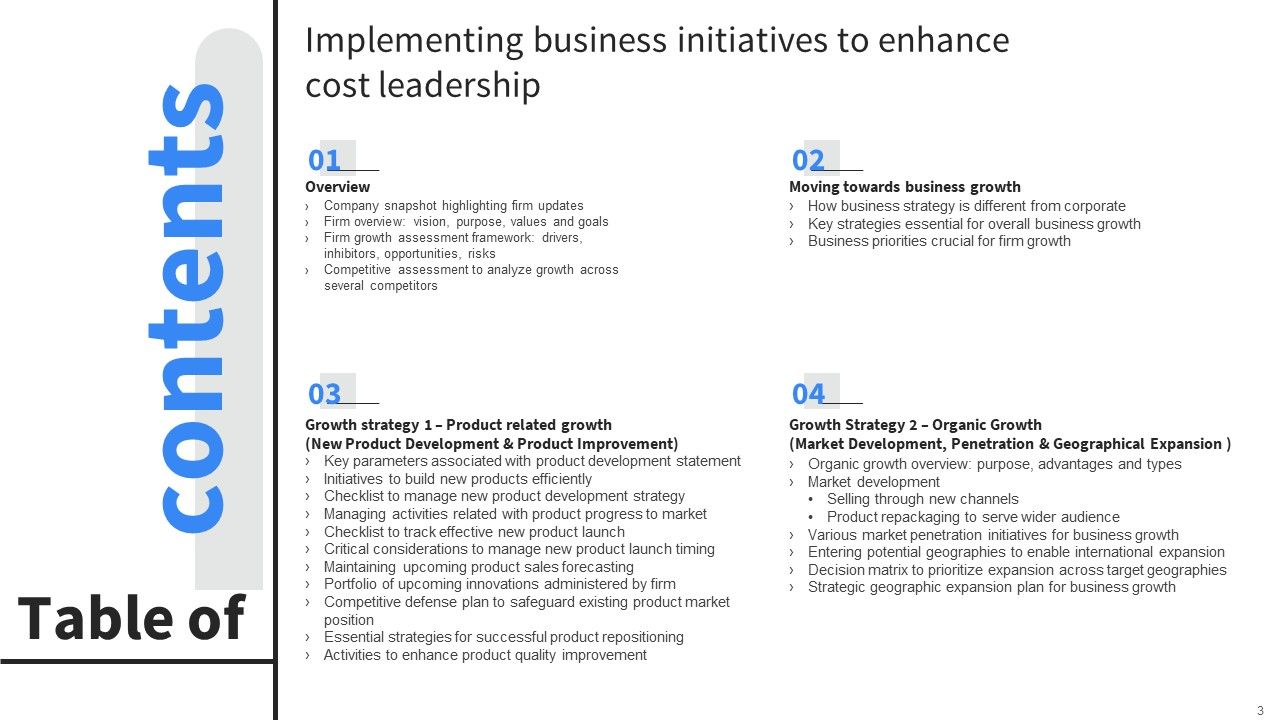 Implementing Business Initiatives To Enhance Cost Leadership Ppt PowerPoint Presentation Complete Deck With Slides Slide03
