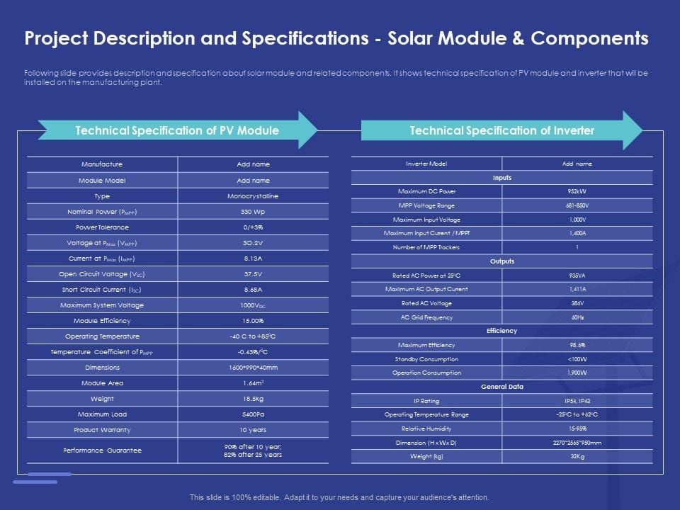 Installing_Solar_Plant_Commercial_Building_Project_Description_And_Specifications_Solar_Module_And_Components_Icons_PDF_Slide_1.jpg