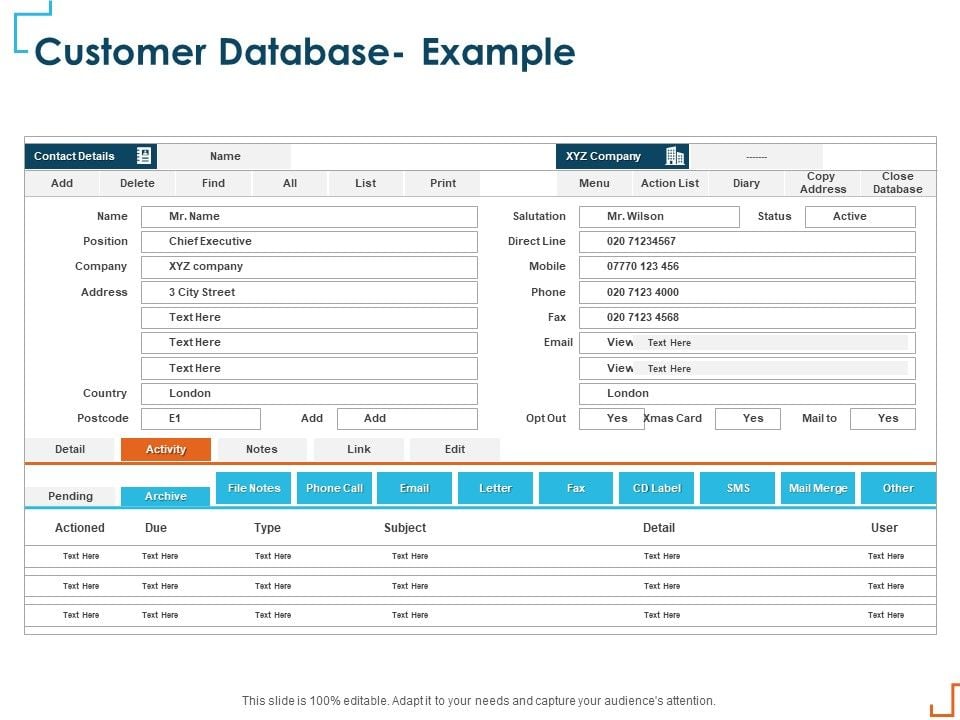Introducing CRM Framework Within Organization Customer Database Example ...