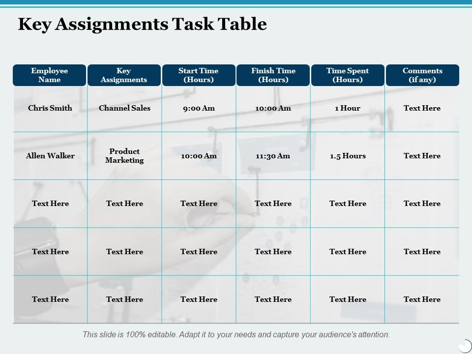 Key Assignments Task Table Ppt PowerPoint Presentation Outline Design Ideas