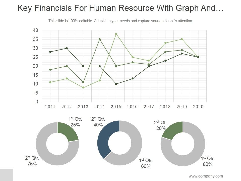 Key Financials For Human Resource With Graph And Pie Chart Ppt ...
