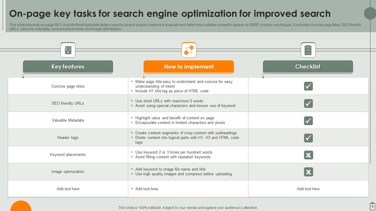 Key Tasks For Search Engine Optimization Ppt PowerPoint Presentation Complete Deck With Slides Slide08