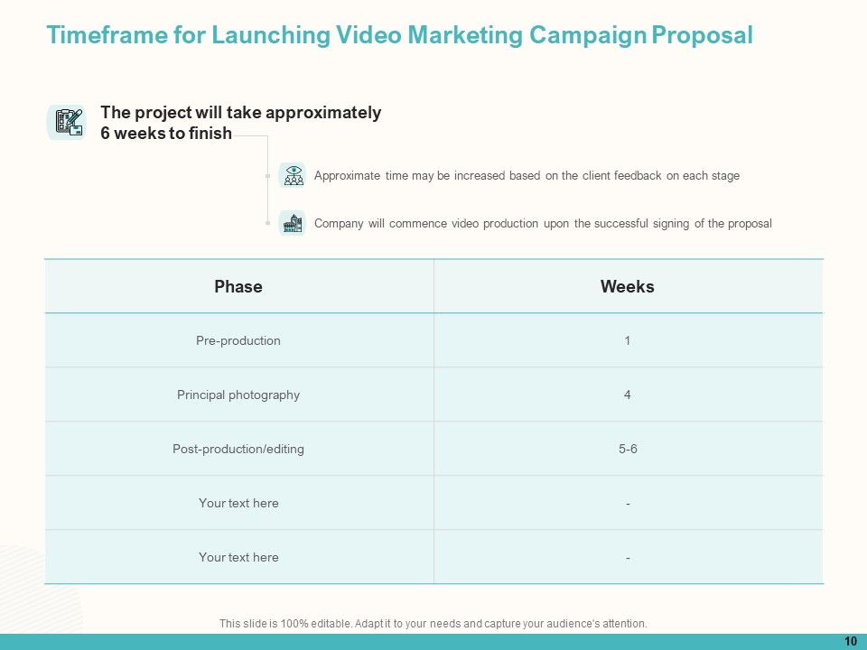 Launching Video Marketing Campaign Proposal Ppt PowerPoint Presentation Complete Deck With Slides Slide10