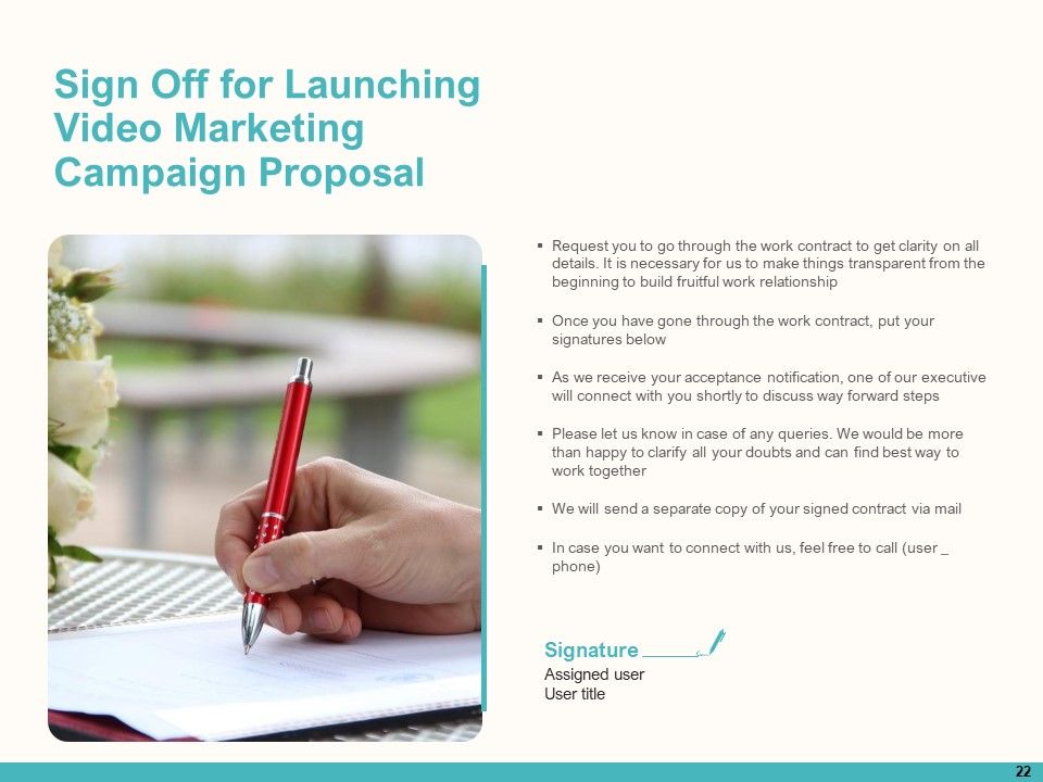 Launching Video Marketing Campaign Proposal Ppt PowerPoint Presentation Complete Deck With Slides Slide22