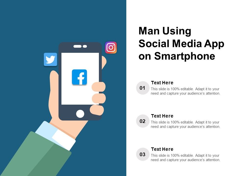 Man Using Social Media App On Smartphone Ppt PowerPoint Presentation ...