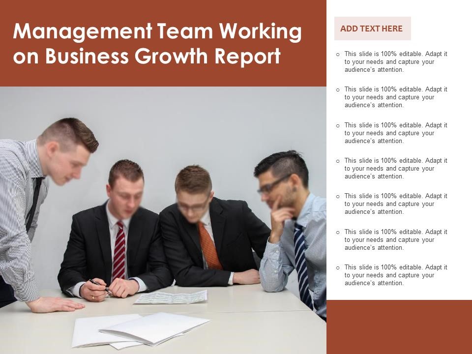 Management Team Working On Business Growth Report Ppt PowerPoint ...