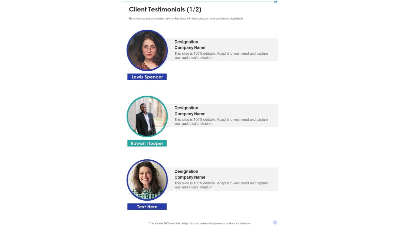 Market Survey Solutions Proposal Client Testimonials One Pager Sample Example Document Slide01