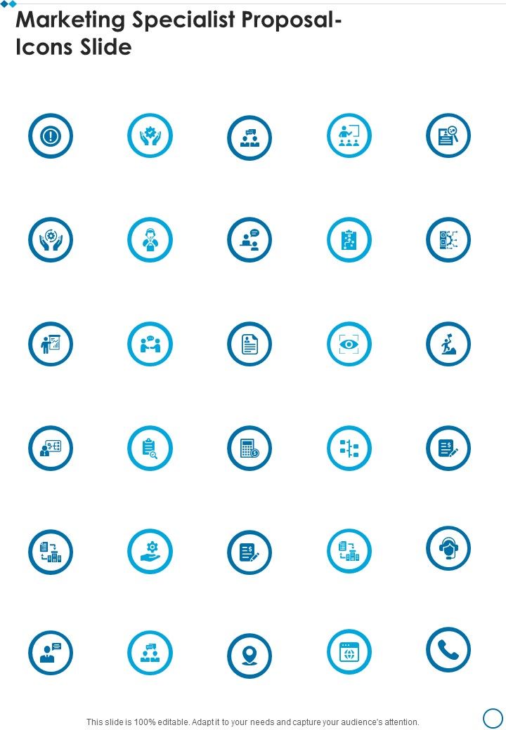 Marketing Specialist Proposal Icons Slide One Pager Sample Example Document Slide01