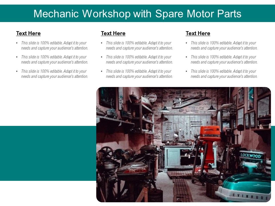 Mechanic Workshop With Spare Motor Parts Ppt PowerPoint Presentation ...