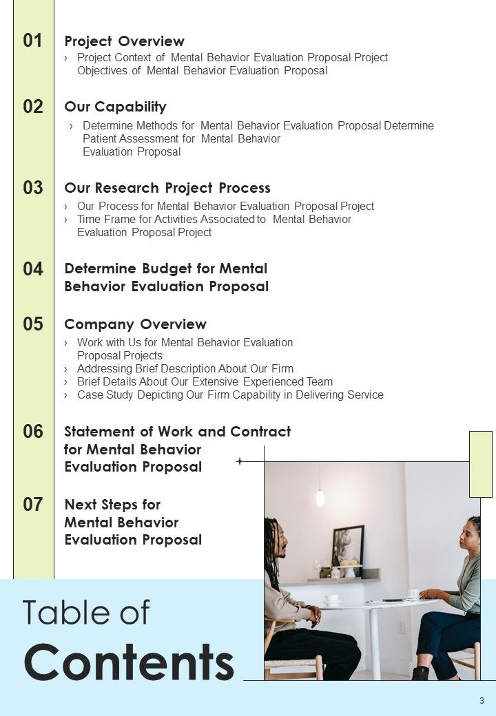 Mental Behavior Evaluation Proposal Example Document Report Doc Pdf Ppt Slide03