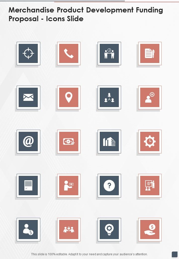 Merchandise Product Development Funding Proposal Icons Slide One Pager Sample Example Document Slide01