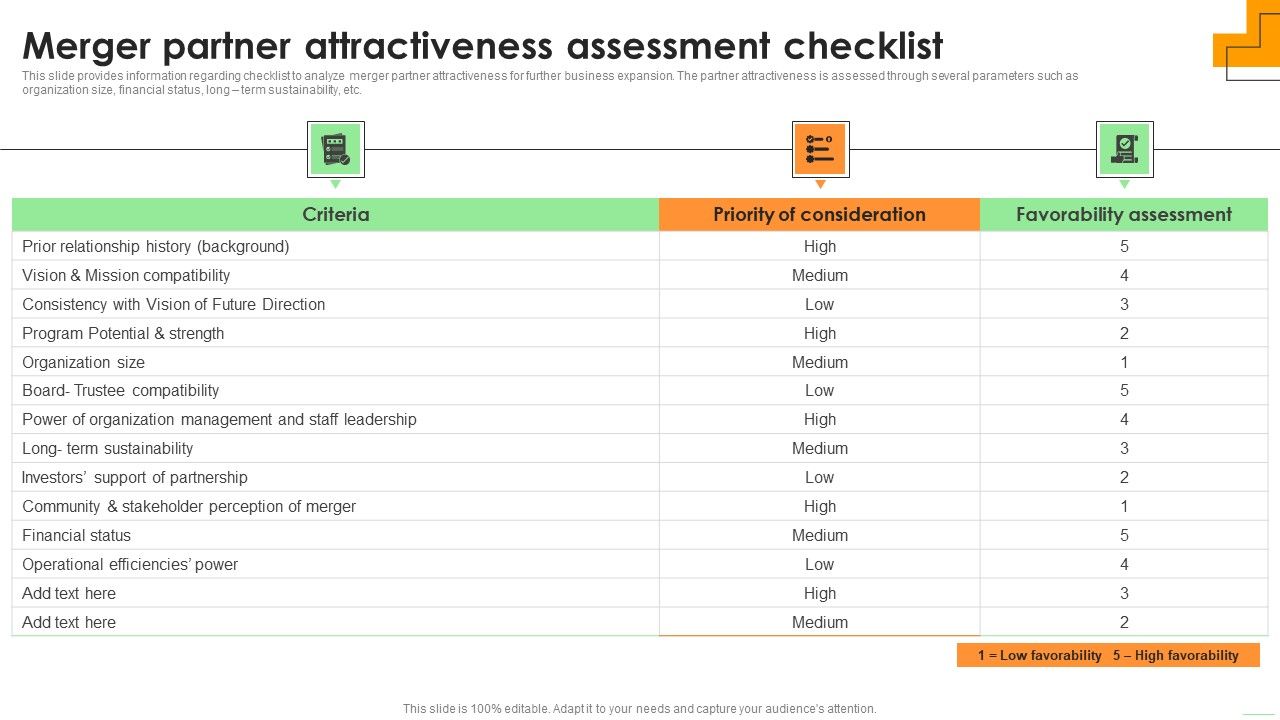 Merger Partner Attractiveness Assessment Checklist Brochure PDF