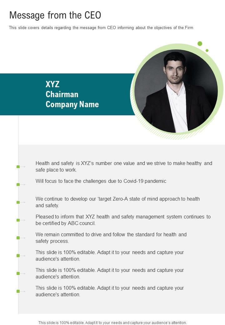 Message From The CEO One Pager Documents