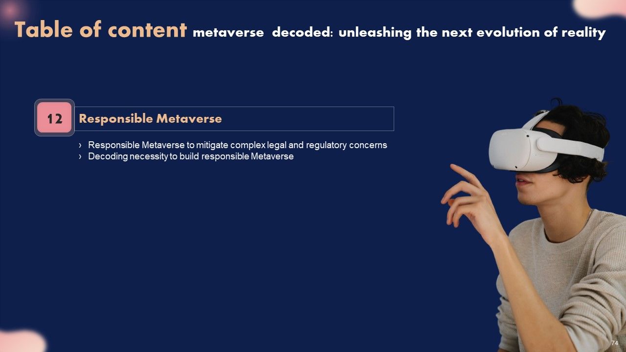 Metaverse Decoded Unleashing The Next Evolution Of Reality Ppt PowerPoint Presentation Complete Deck With Slides Slide74