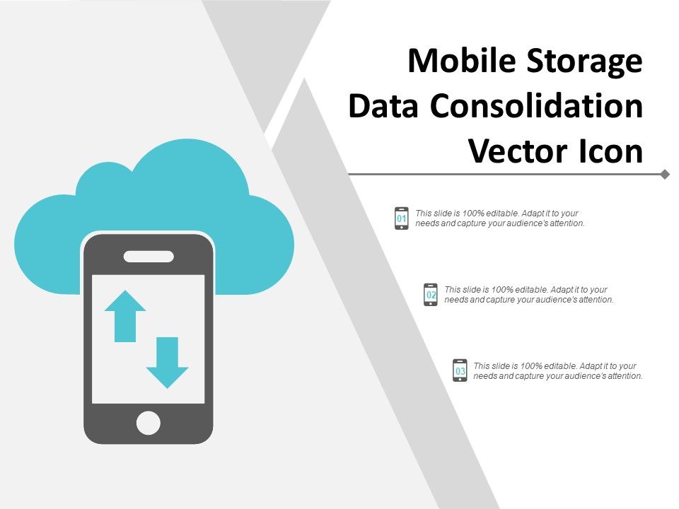 Mobile Storage Data Consolidation Vector Icon Ppt Powerpoint Presentation Visual Aids Diagrams Slide01