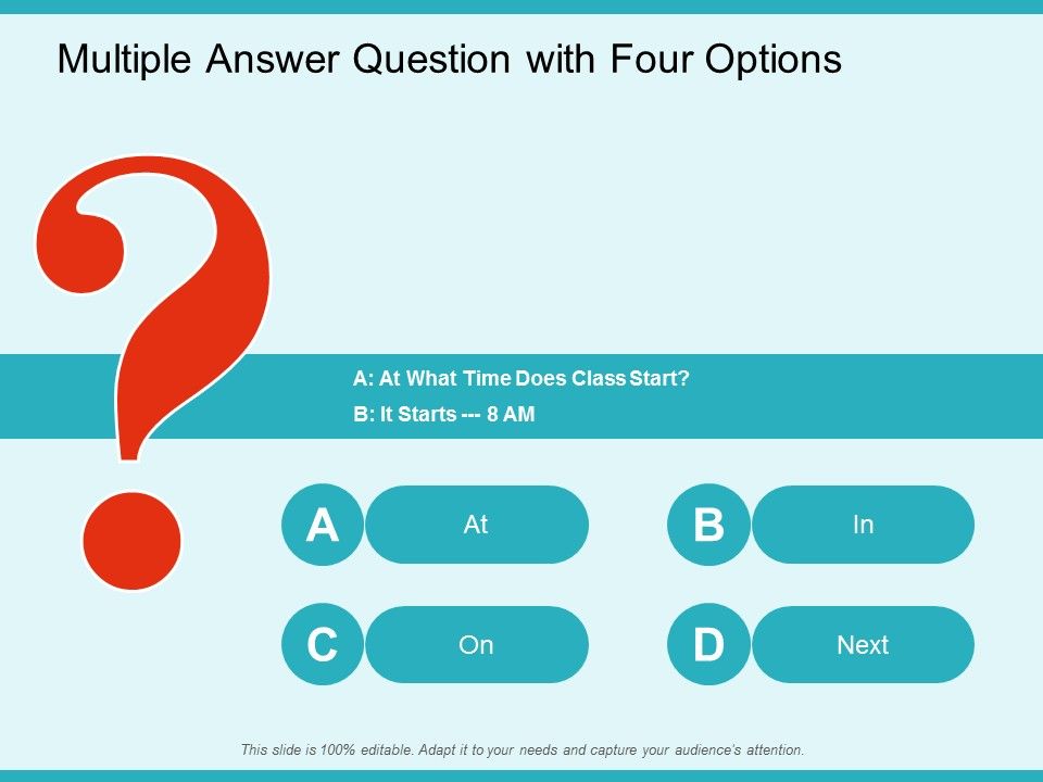 Multiple Answer Question With Four Options Ppt Powerpoint Presentation ...