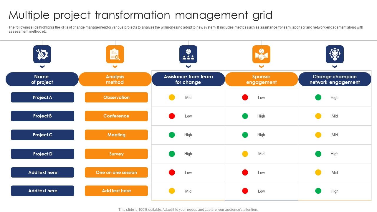 Multiple Project Transformation Management Grid Summary PDF