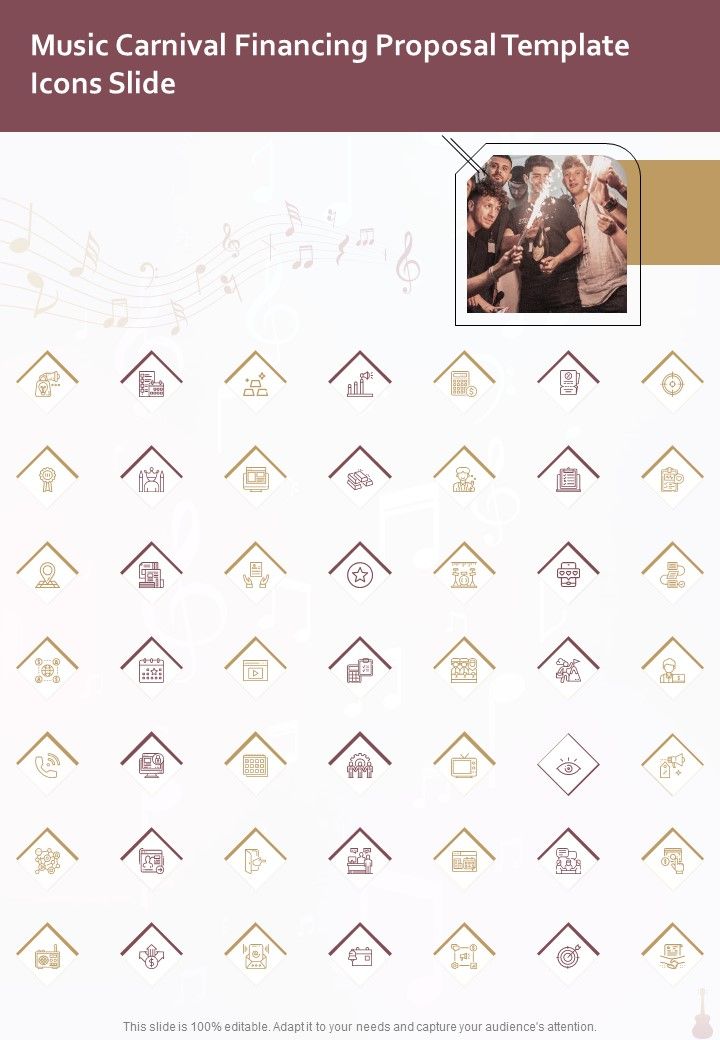 Music Carnival Financing Proposal Template Icons Slide One Pager Sample Example Document Slide01