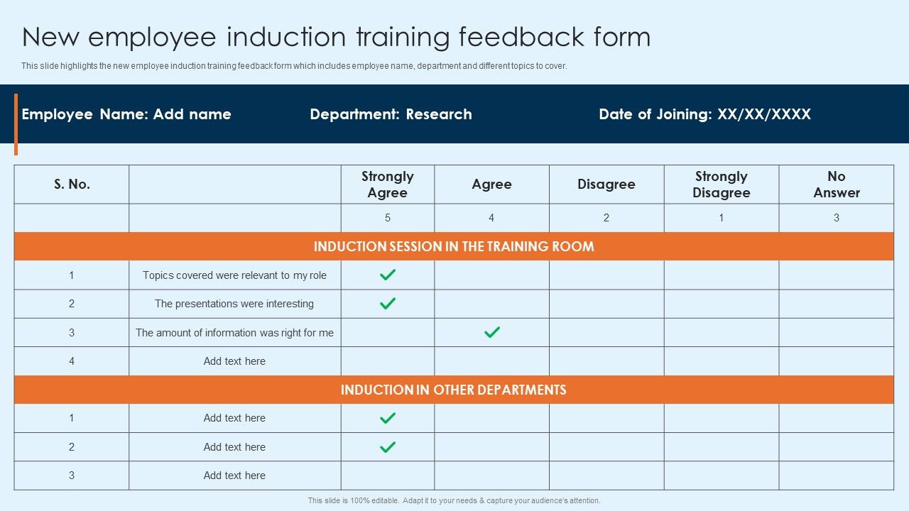 New Employee Induction Training Feedback Form Onboarding Brochure For New Employees Brochure PDF
