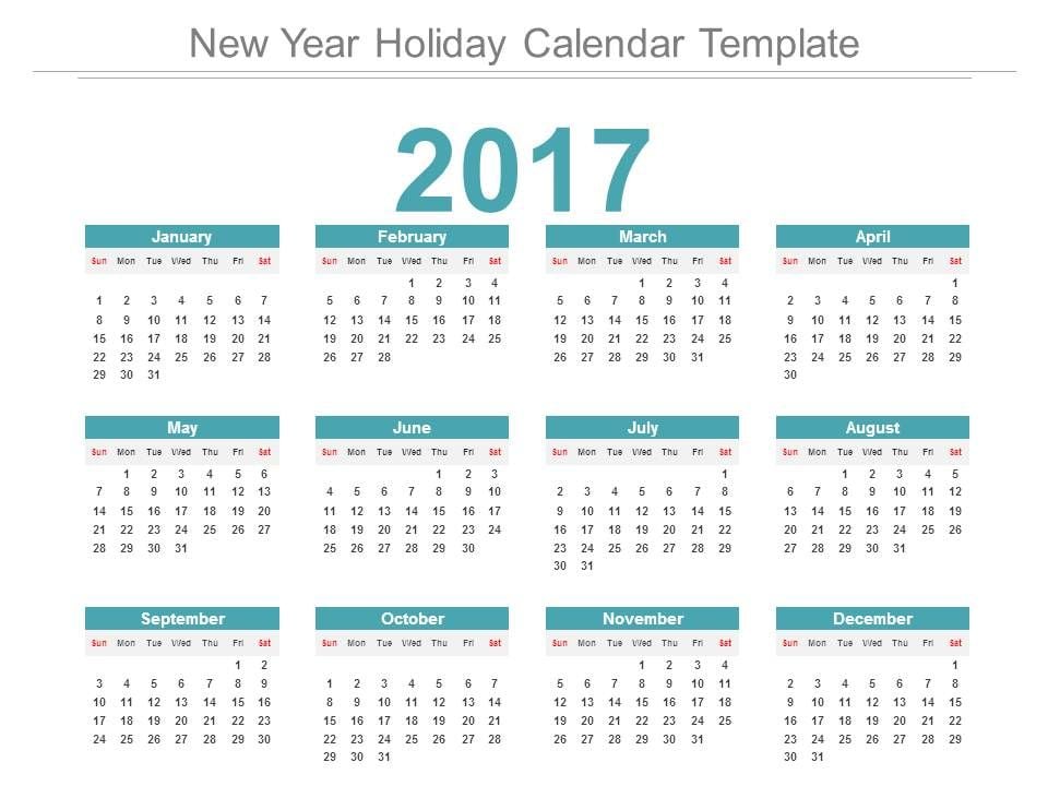 New Year Holiday Calendar Template