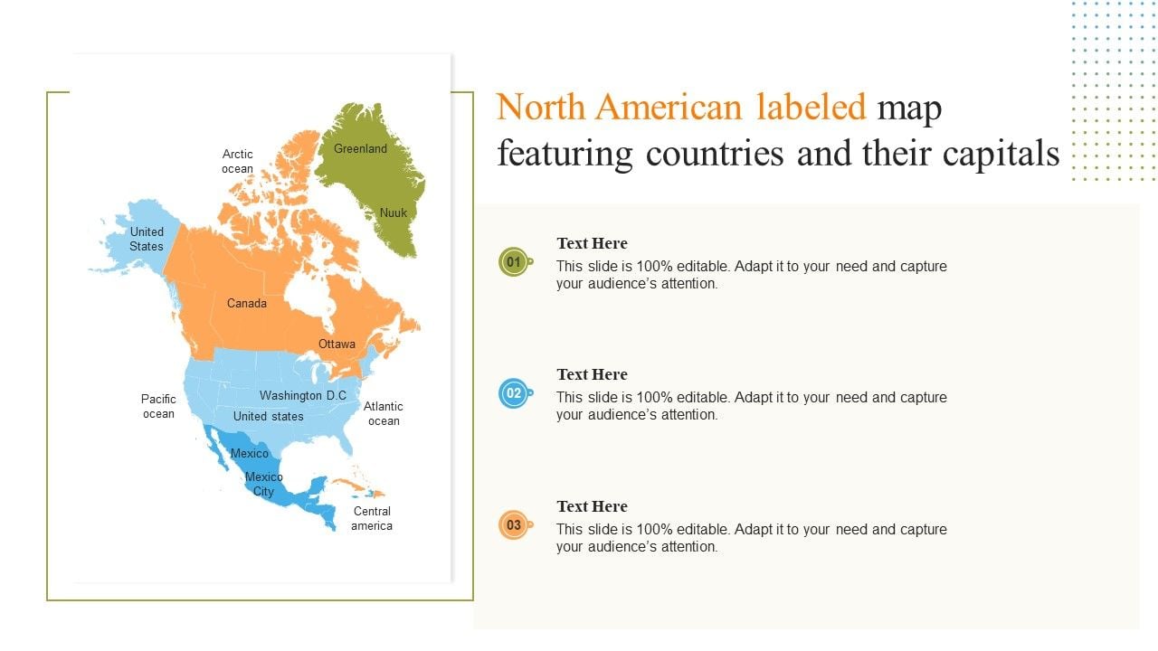 Usa Map With Capitals Labeled List - North American Labeled Map Featuring Countries And Their Capitals Introduction PDF Slide 1 4