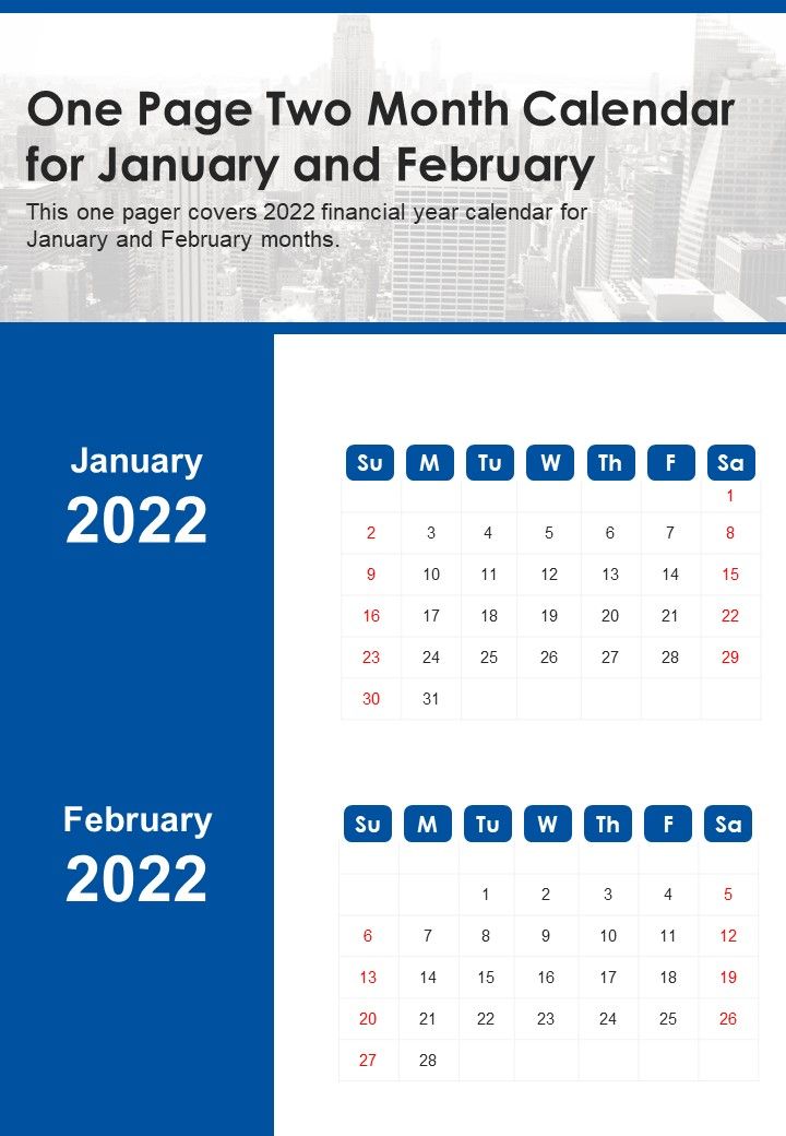 One Page Two Month Calendar For January And February PDF Document PPT ...