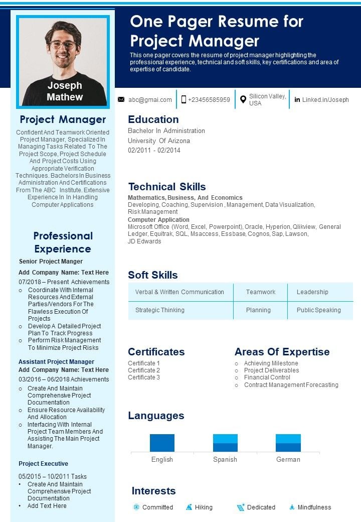 One_Pager_Resume_For_Project_Manager_PDF_Document_PPT_Template_Slide_1.jpg