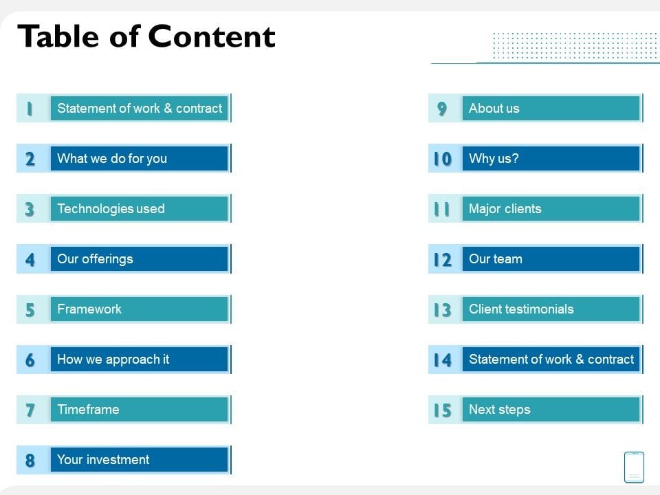 Operating System Application Table Of Content Ppt Slides Sample PDF