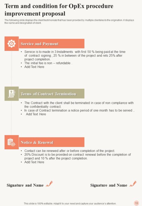 Opex Procedure Improvement Proposal Example Document Report Doc Pdf Ppt Example Document Report Doc Pdf Ppt Slide13
