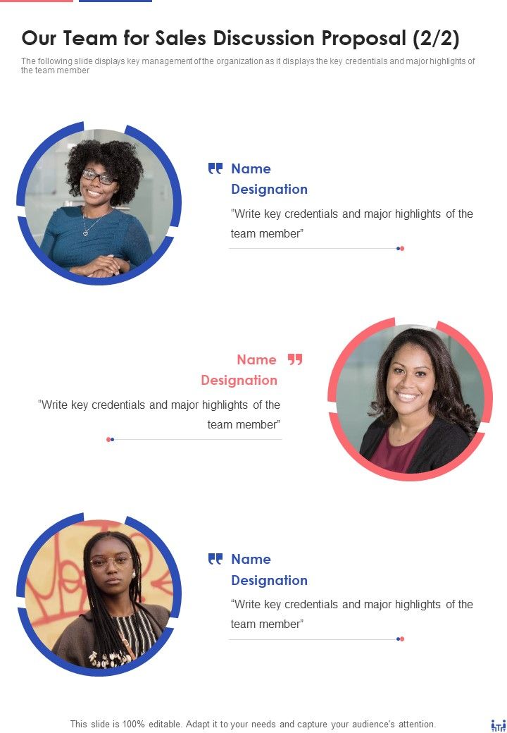 Our Team For Sales Discussion Proposal One Pager Sample Example Document Slide02