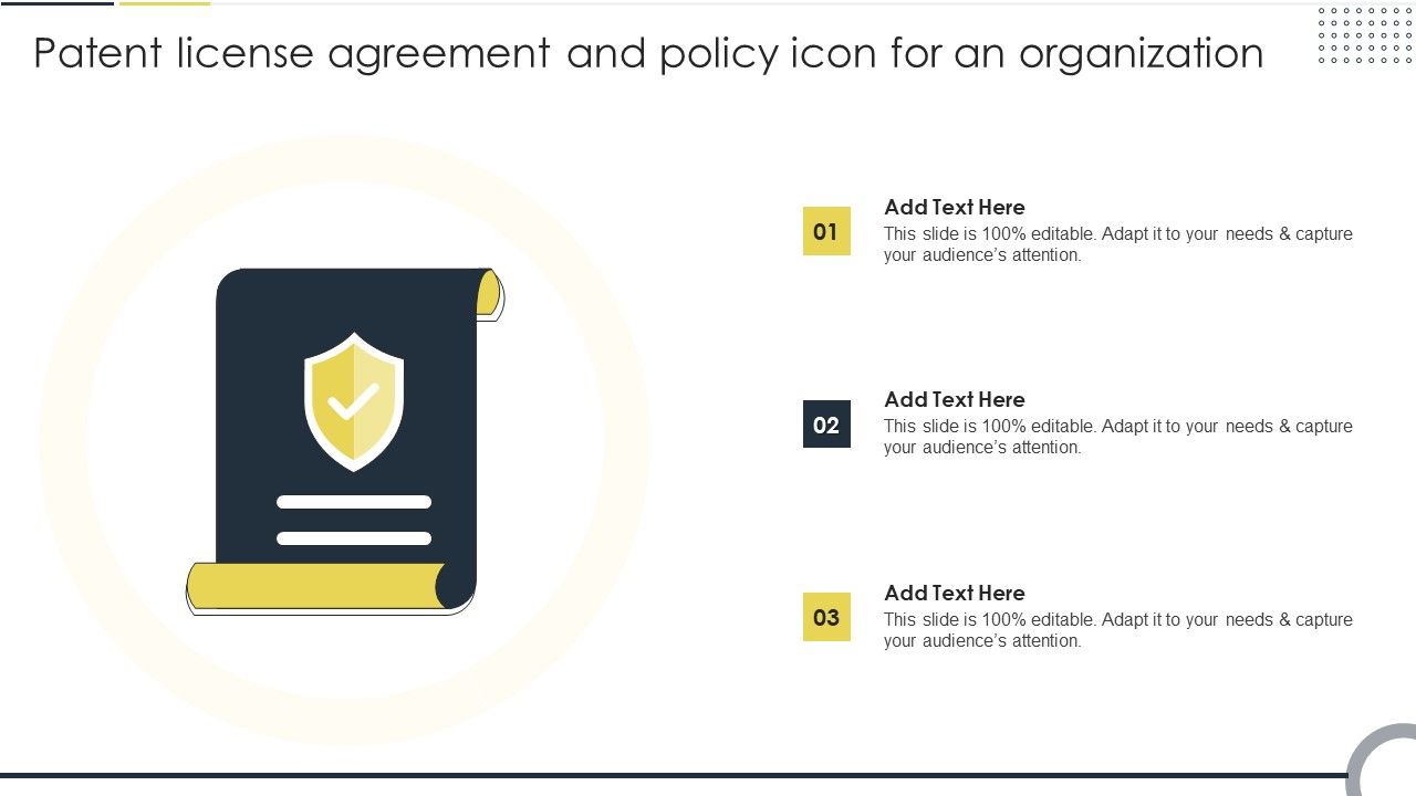 Patent_License_Agreement_And_Policy_Icon_For_An_Organization_Summary_PDF_Slide_1.jpg