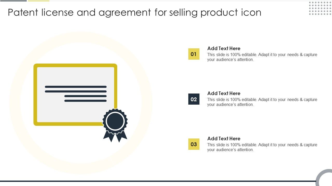Patent_License_And_Agreement_For_Selling_Product_Icon_Ideas_PDF_Slide_1.jpg