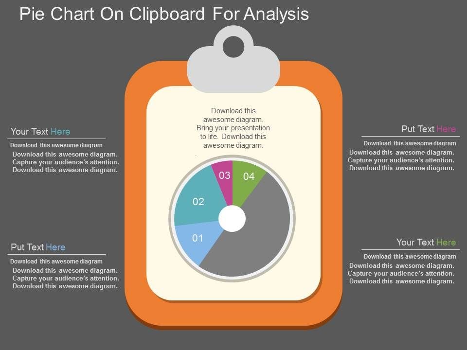 Pie Chart On Clipboard For Analysis Powerpoint Template