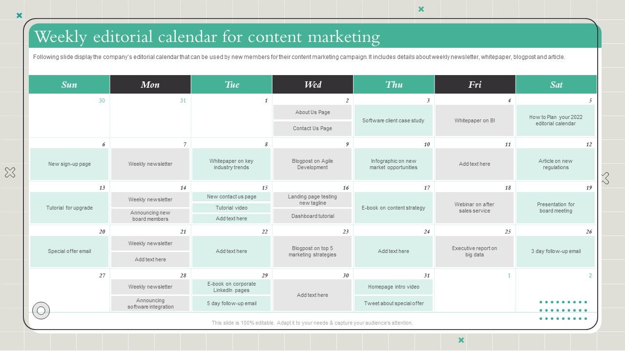 Playbook To Formulate Efficient Weekly Editorial Calendar For Content