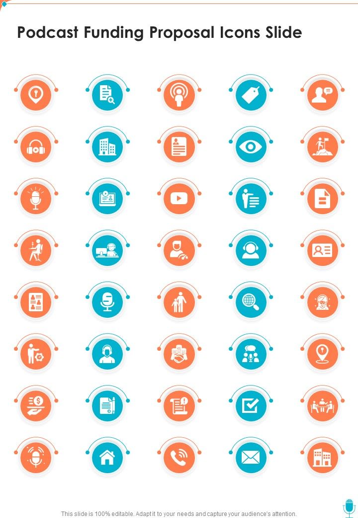 Podcast Funding Proposal Icons Slide One Pager Sample Example Document Slide01