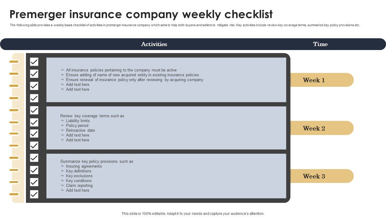 Premerger_Insurance_Company_Weekly_Checklist_Structure_PDF_Slide_1.jpg