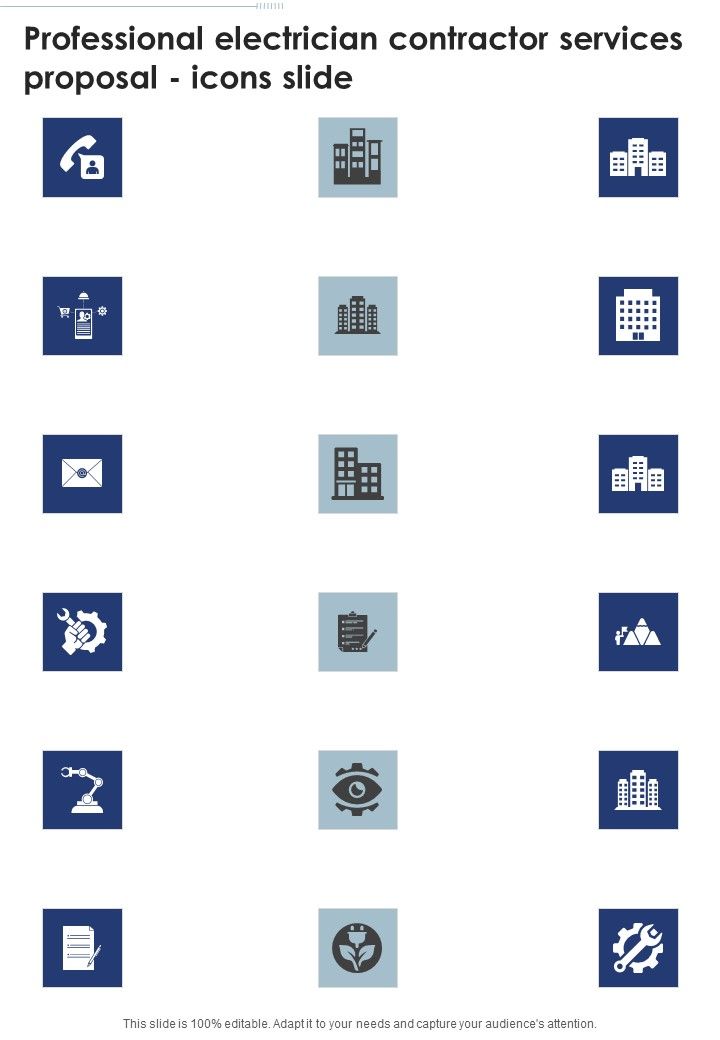 Professional Electrician Contractor Services Proposal Icons Slide One Pager Sample Example Document Slide01