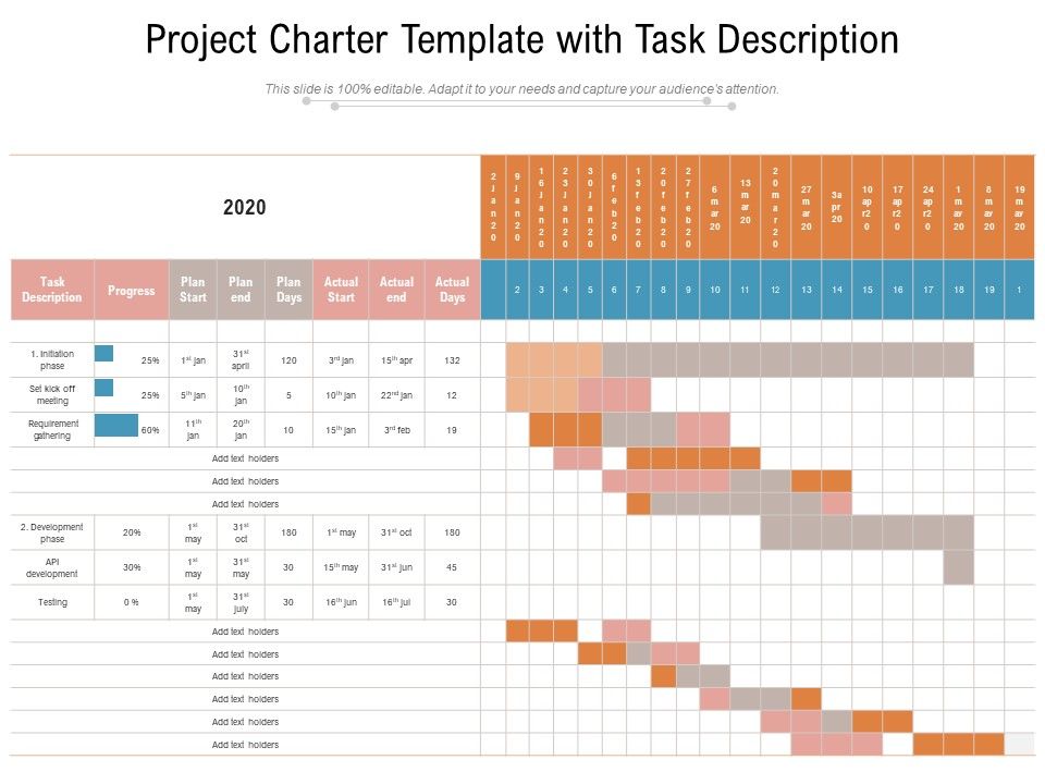 Project Charter Template With Task Description Ppt PowerPoint