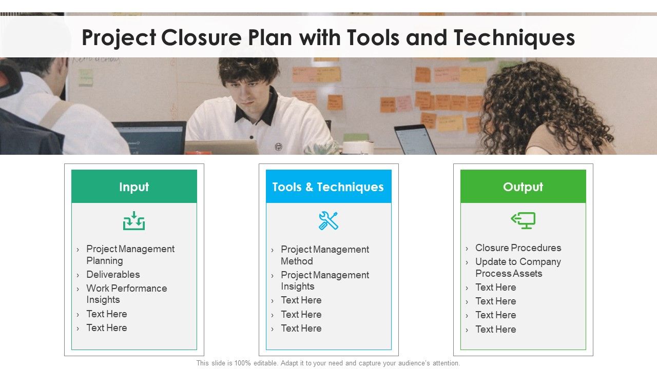 Project Closure Plan With Tools And Techniques Ppt Infographic Template ...