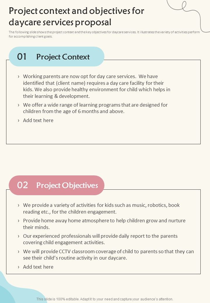 Project_Context_And_Objectives_For_Daycare_Services_Proposal_One_Pager_Sample_Example_Document_Slide_1.jpg